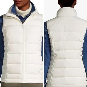 New women’s Sz XS/P white puffer business casual high neck zip up pocket vest